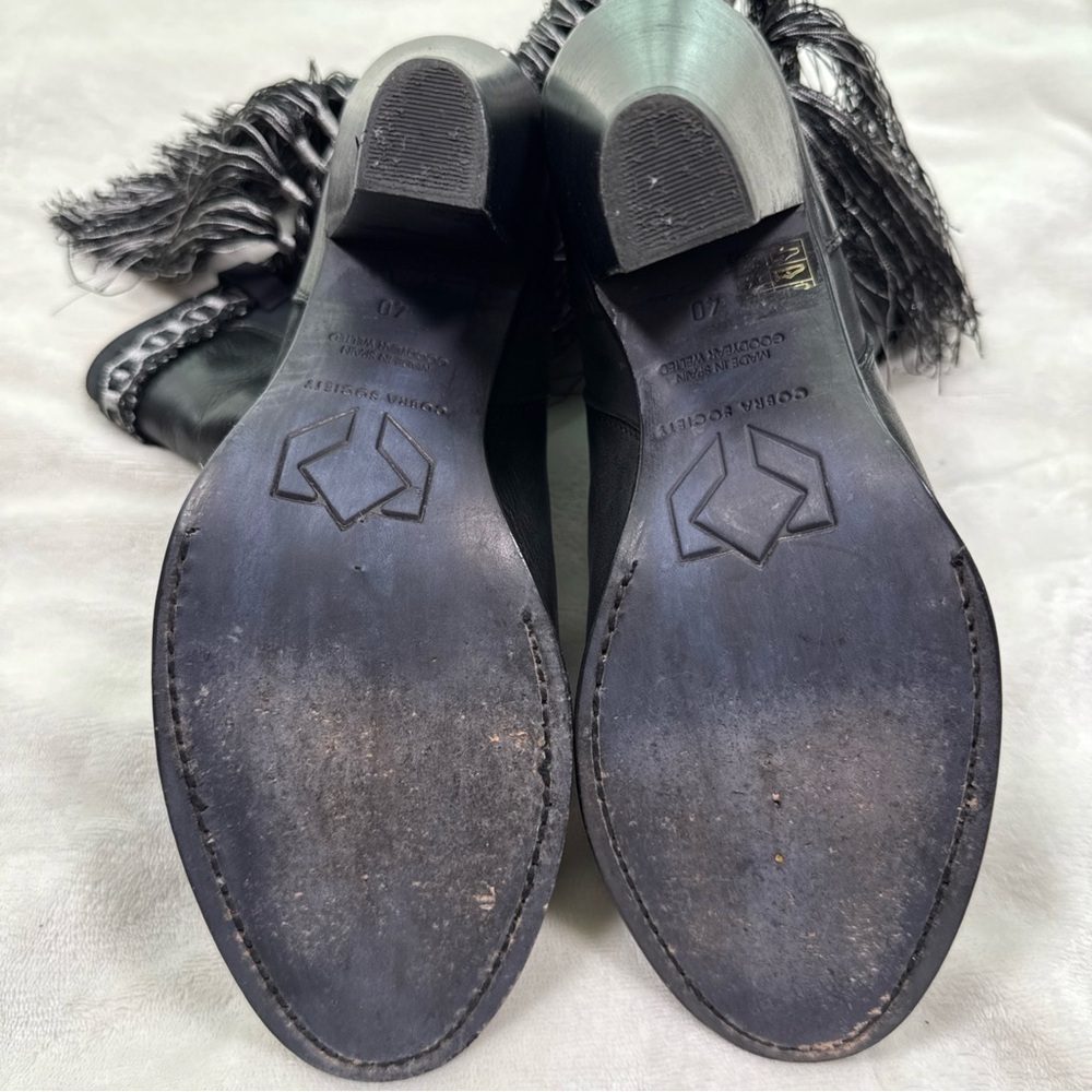 Cobra Society Leather black fringe western heeled boot Size 40 (US 9) Pull On - Picture 10 of 14